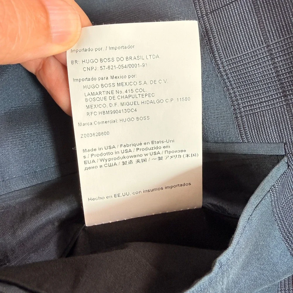 Hugo Boss Blue Plaid Paolini Movio‎ US Blazer Sport Coat Mens 42L Made in USA